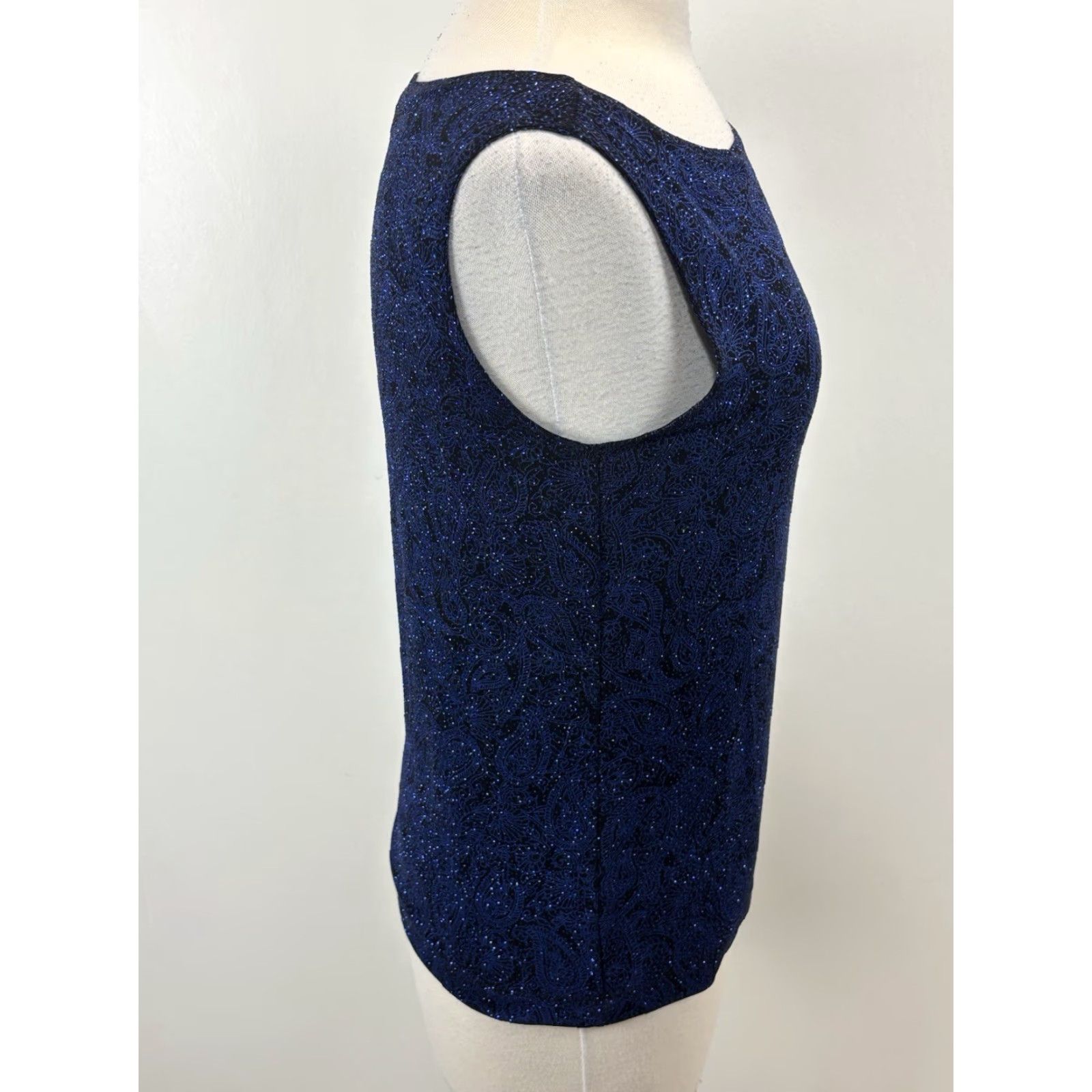 Vintage Chicos Travelers Tank Top Shirt Sz 1 US Medium Black Paisley Shimmer Glitter Sleeveless Acetate Blend Travel Size M / US 6-8 / IT 42-44 - 4 Thumbnail