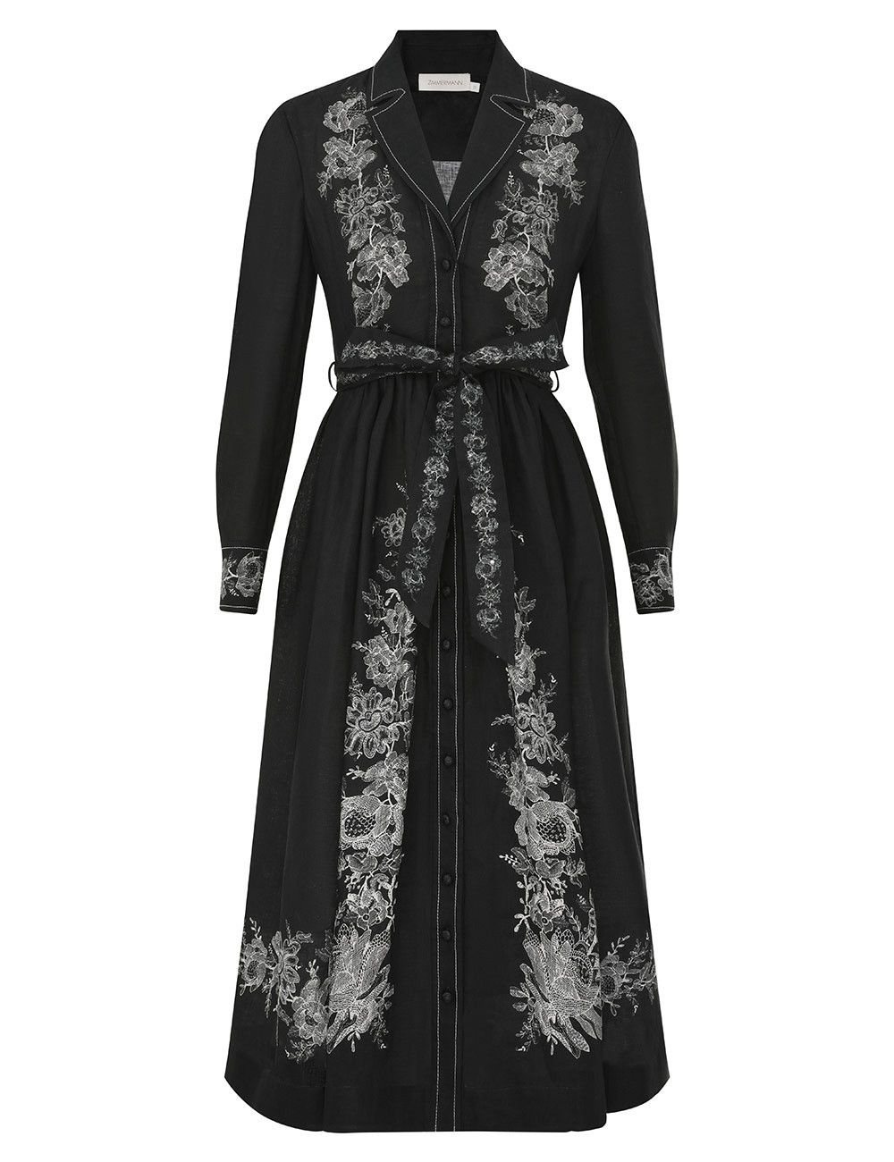 Zimmermann oc11z1025 Shirt Midi Dress in Black Size XS / US 0-2 / IT 36-38 - 1 Thumbnail
