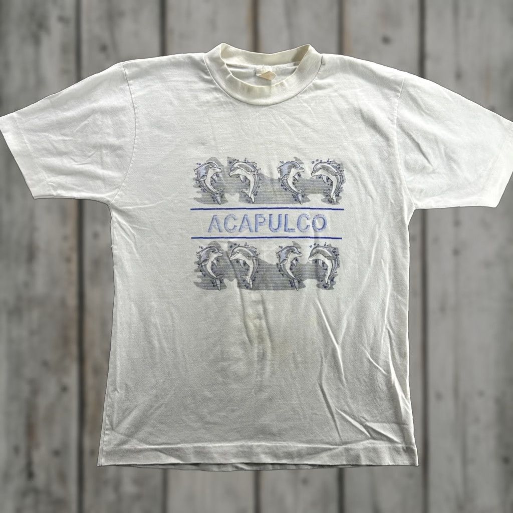Vintage VINTAGE Original Beach Acapulco Shirt Mens Small White Dolphins Graphic 90s Beach Travel Marine Country Crew Neck Short Sleeve T-Shirt Mens Size US S / EU 44-46 / 1 - 1 Thumbnail