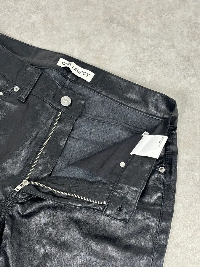 Our Legacy Our Legacy Black Faux Leather Formal Moto Cut Pants Size US 32 / EU 48 - 9 Thumbnail