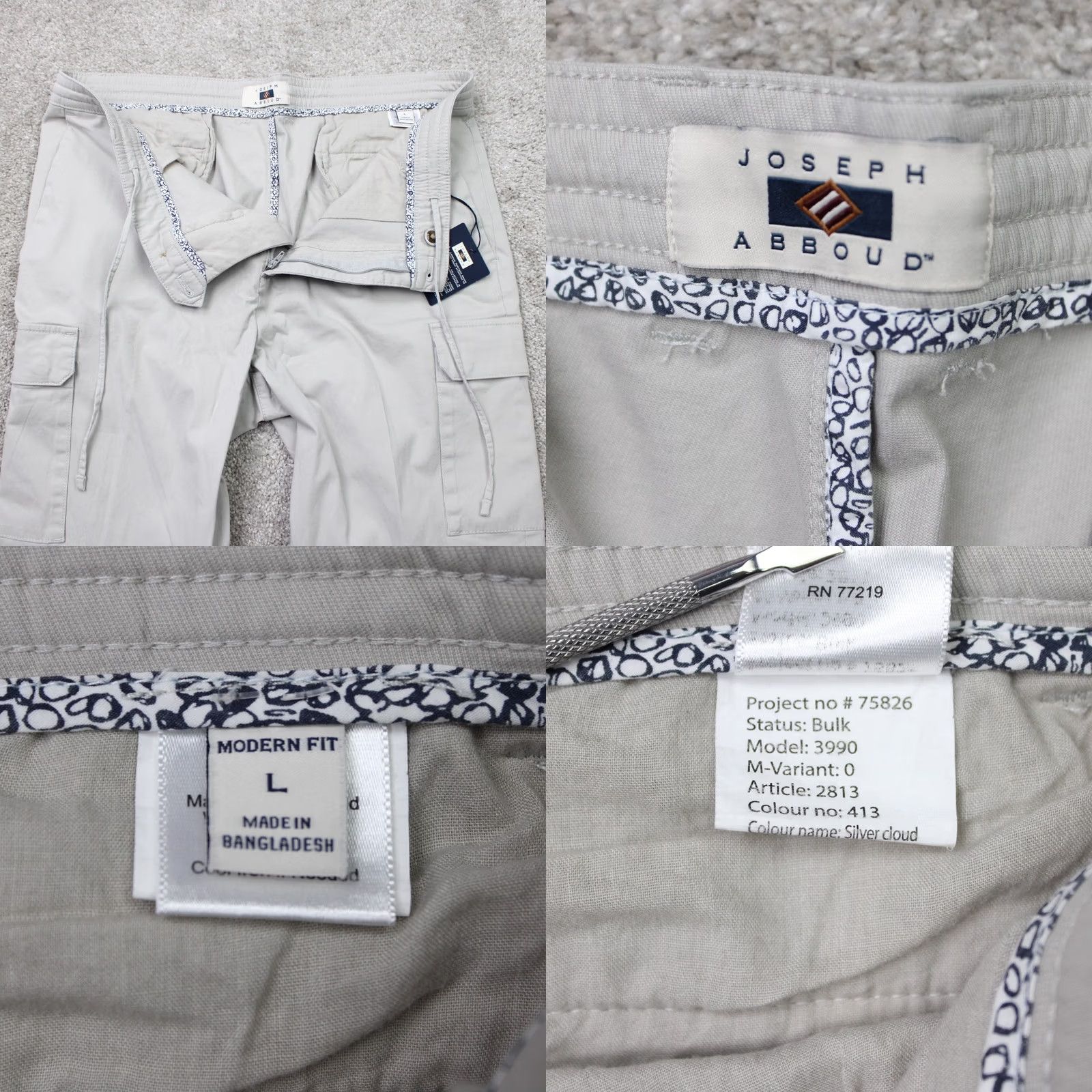 Joseph Abboud Joseph Abboud Pants Mens Large Beige Chino Cargo Drawstring Stretch 38x32 Regular Straight Waist 38 Beig e NWT Pants Size US 33 - 9 Thumbnail