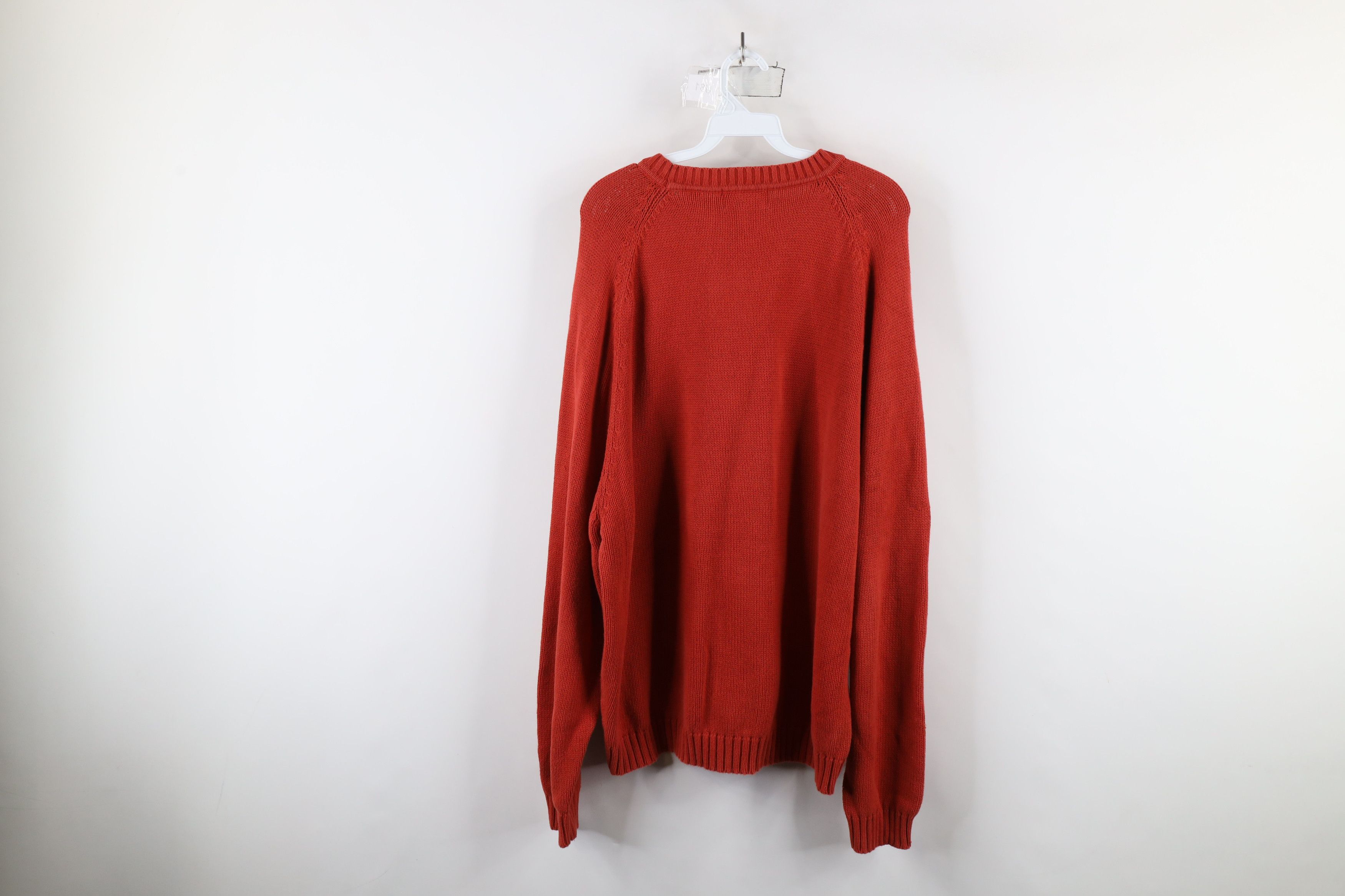 Vintage Vintage 90s Streetwear Cotton Knit Crewneck Sweater Orange Size US XL / EU 56 / 4 - 11 Thumbnail