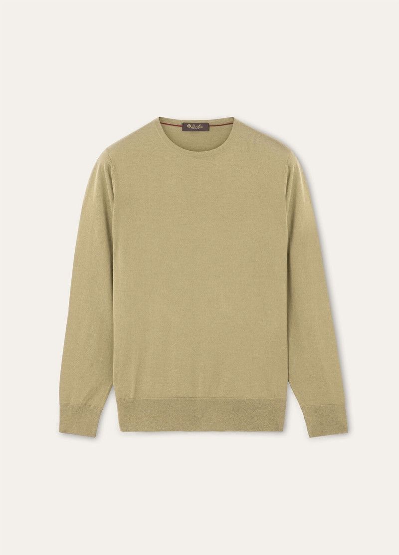 Loro Piana o1w1db10226 FAI1916 Crewneck T-Shirt in Beige Size US L / EU 52-54 / 3 - 1 Thumbnail