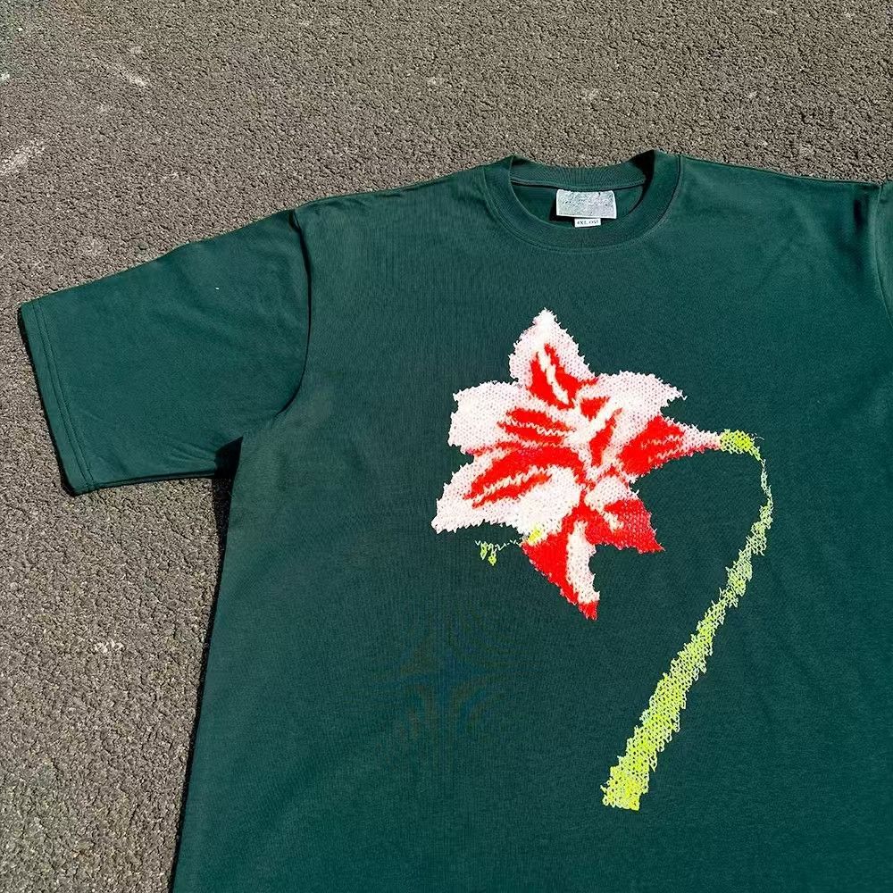 Vintage Green retro floral print cotton t-shirt Size US M / EU 48-50 / 2 - 2 Thumbnail
