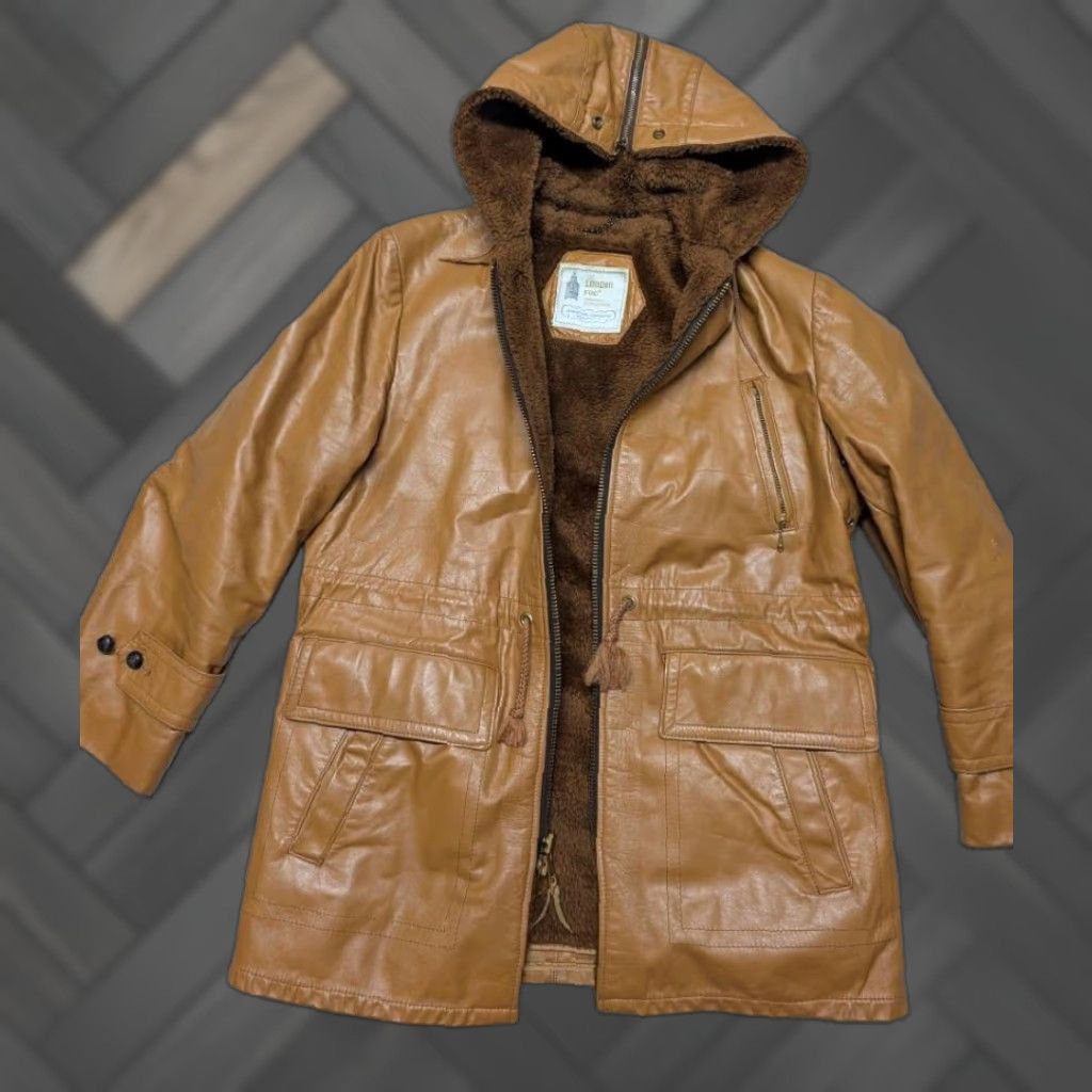 London Fog VINTAGE London Fog COAT Parka Leather Cowhide 42R M Browns Mens Size US M / EU 48-50 / 2 - 1 Thumbnail