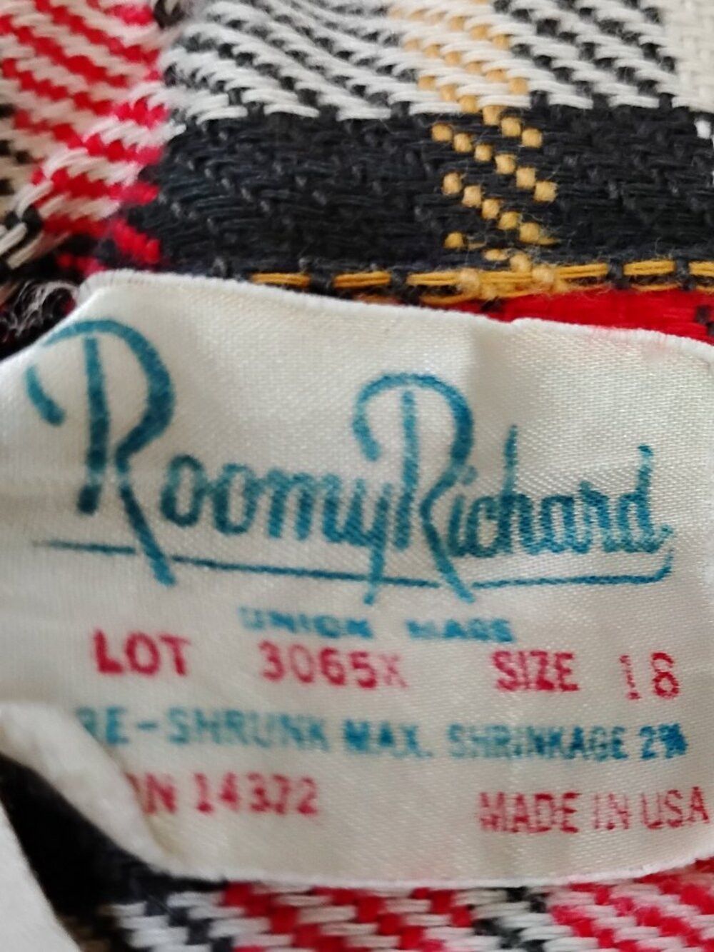 Other Vintage Roomy Richard Flannel Button Shirt Union Made USA Size US XL / EU 56 / 4 - 3 Thumbnail