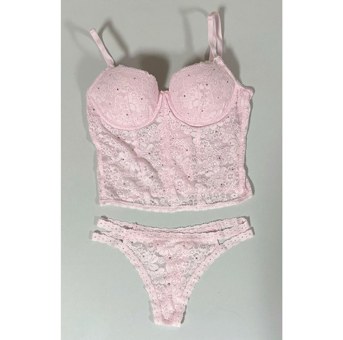 Victoria's Secret Pink Diamond Lingerie Bra Top and Bottoms Set of 2 Size S 🎀✨ Size S / US 4 / IT 40 - 5 Thumbnail