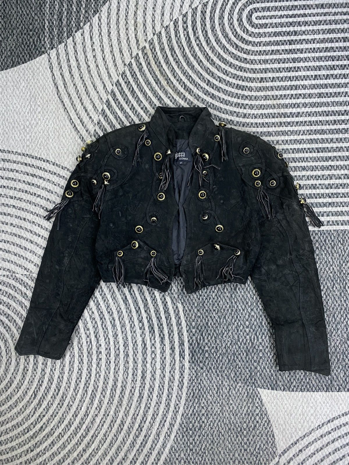 Seditionaries Vintage Gacca Donna Cropped Punk Style LeatherJacket Size M / US 6-8 / IT 42-44 - 1 Thumbnail