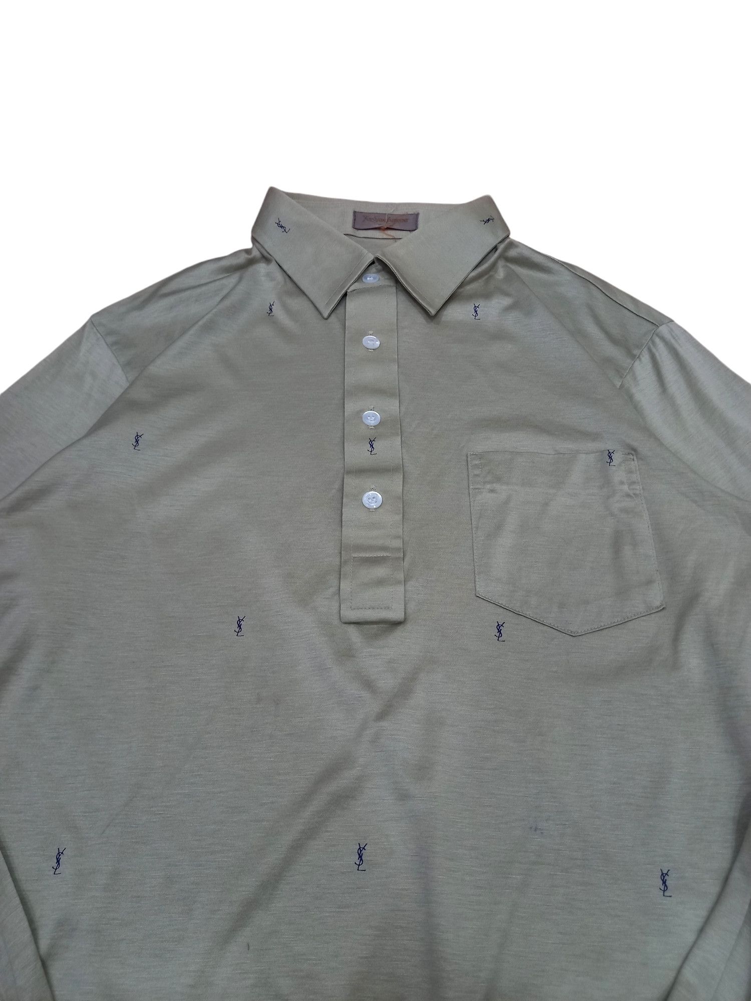 Yves Saint Laurent Rare! Vintage Yves Saint Laurent Monogram LS Polo Size US L / EU 52-54 / 3 - 3 Thumbnail