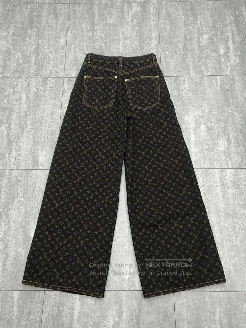 Louis Vuitton Louis Vuitton 25 New Black and Gold Laohua Wide Leg Jeans Size 33" - 2 Thumbnail