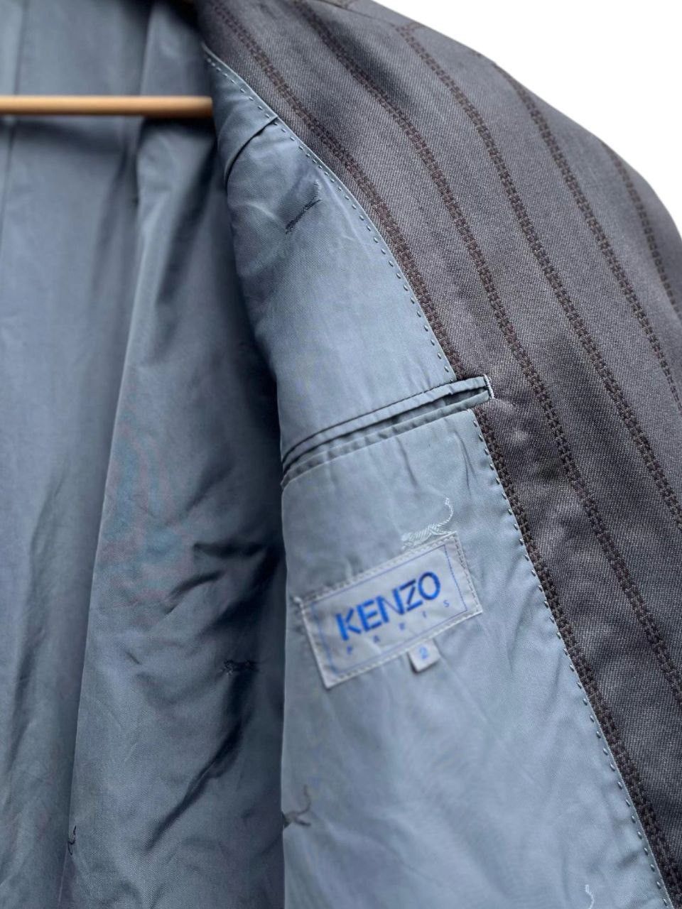 Kenzo Vintage Kenzo Striped Virgin Wool Double Breasted Jacket Size US M / EU 48-50 / 2 - 14 Thumbnail