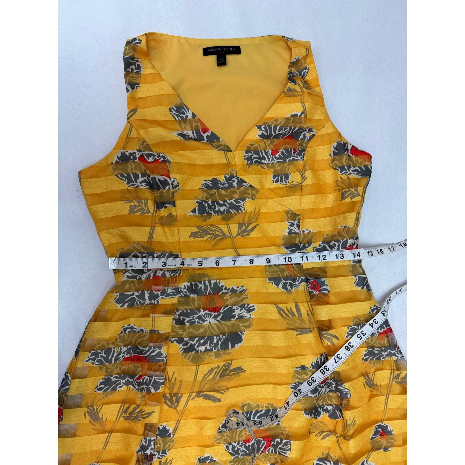 Banana Republic Floral Print Banana Republic Dress Spring Yellow Sheer 6P Size M / US 6-8 / IT 42-44 - 6 Thumbnail