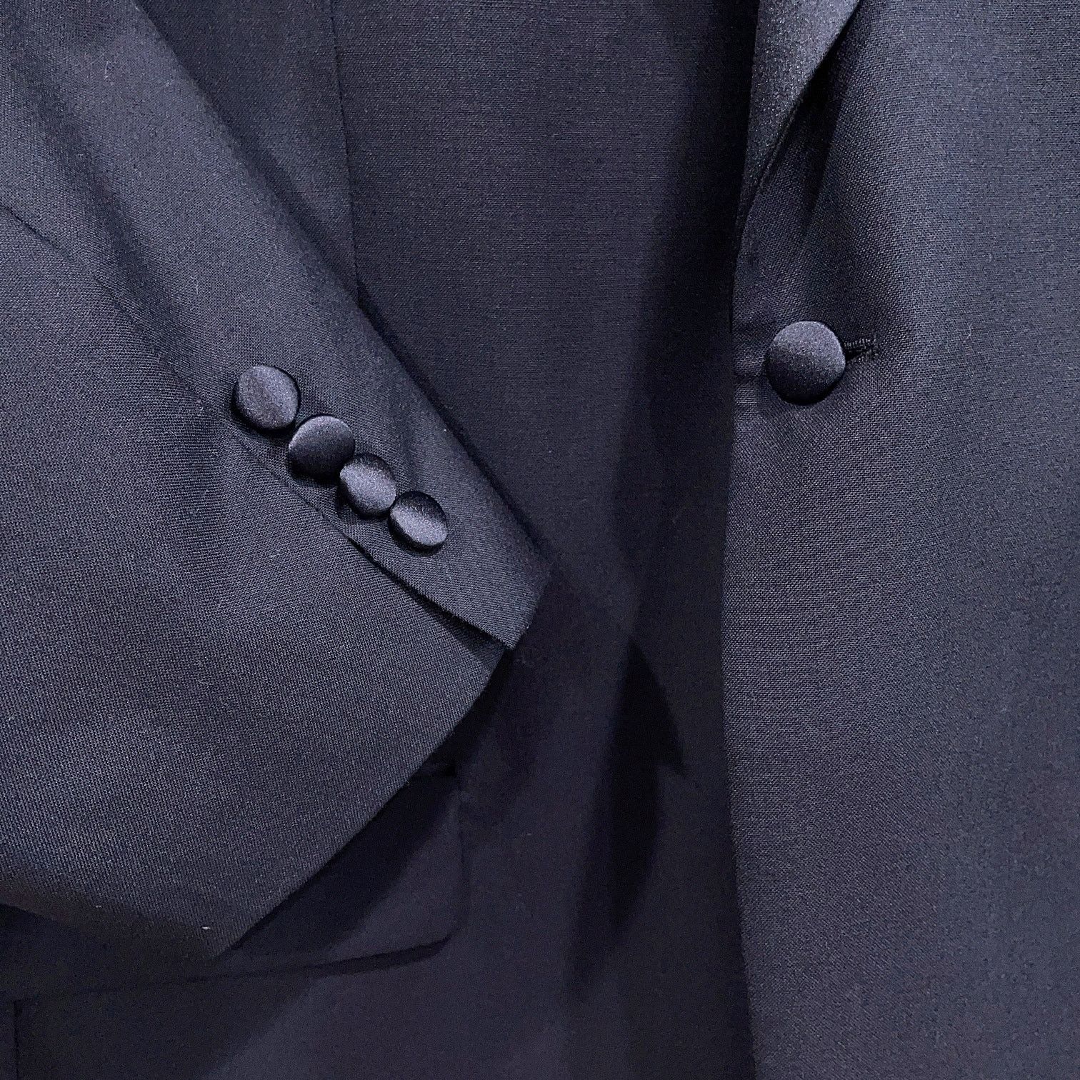 Stafford Stafford 100% Wool Notch Collar Tuxedo Suit Black 44L 40x30 Size 44R - 4 Thumbnail