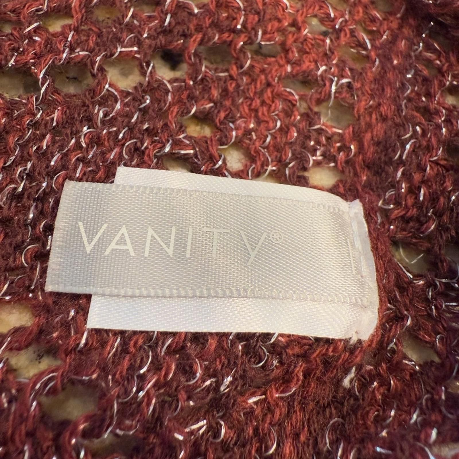 Saint Vanity Vanity burgundy metallic crochet knit infinity scarf. OS Size ONE SIZE - 5 Thumbnail