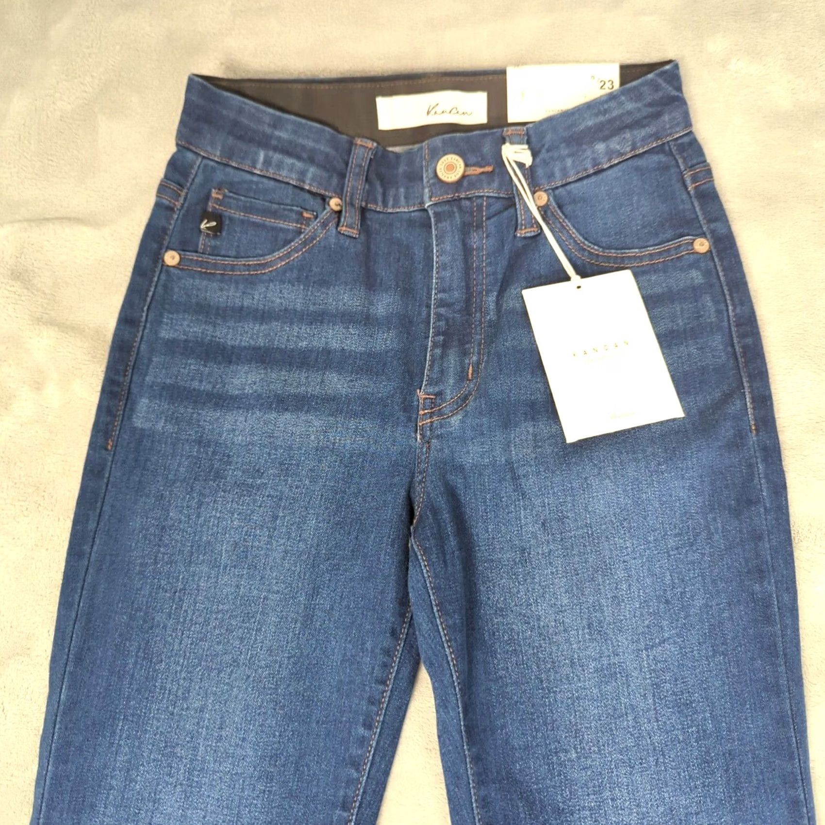 Vintage Kancan Jeans Womens 23 x26 Blue Zip Fly Stretch High Rise Ankle Skinny NEW Size 40" / US 18 - 7 Thumbnail