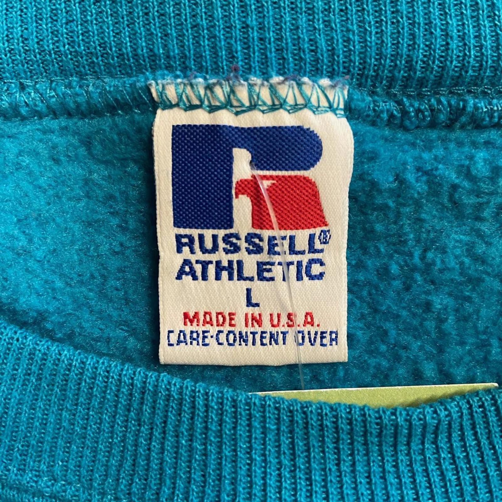 Russell Athletic Vintage 90s Russell Athletic Turquoise Crewneck Size US L / EU 52-54 / 3 - 3 Thumbnail