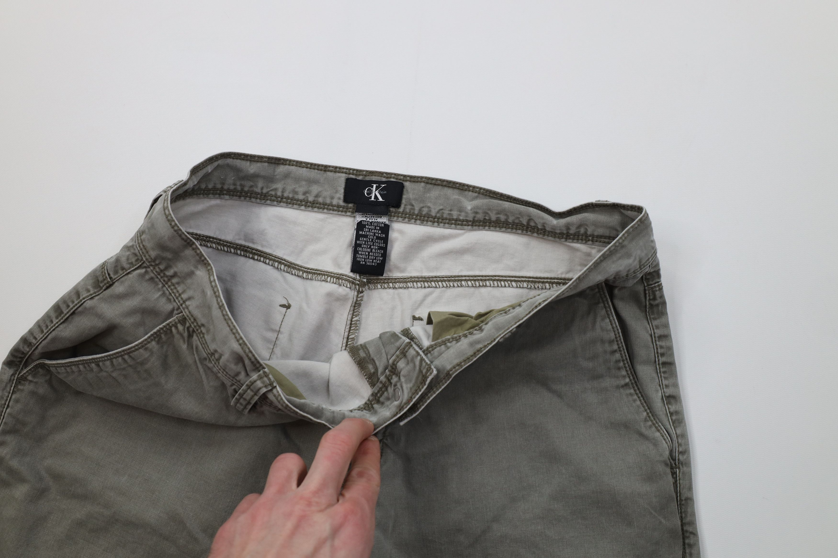 Calvin Klein Vintage 90s Calvin Klein Stonewash Wide Leg Pants Green Size US 34 / EU 50 - 8 Thumbnail