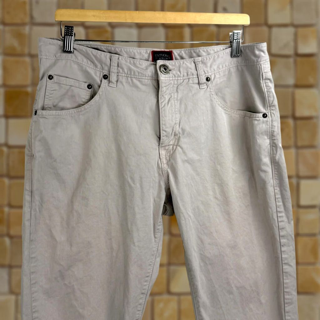 UNTUCKit Untuckit Pants Straight Fit 34x32 Gray Men's Dress Pants Flat Front Canvas Cotton Spandex 34 Inseam 32in Size US 34 / EU 50 - 1 Thumbnail