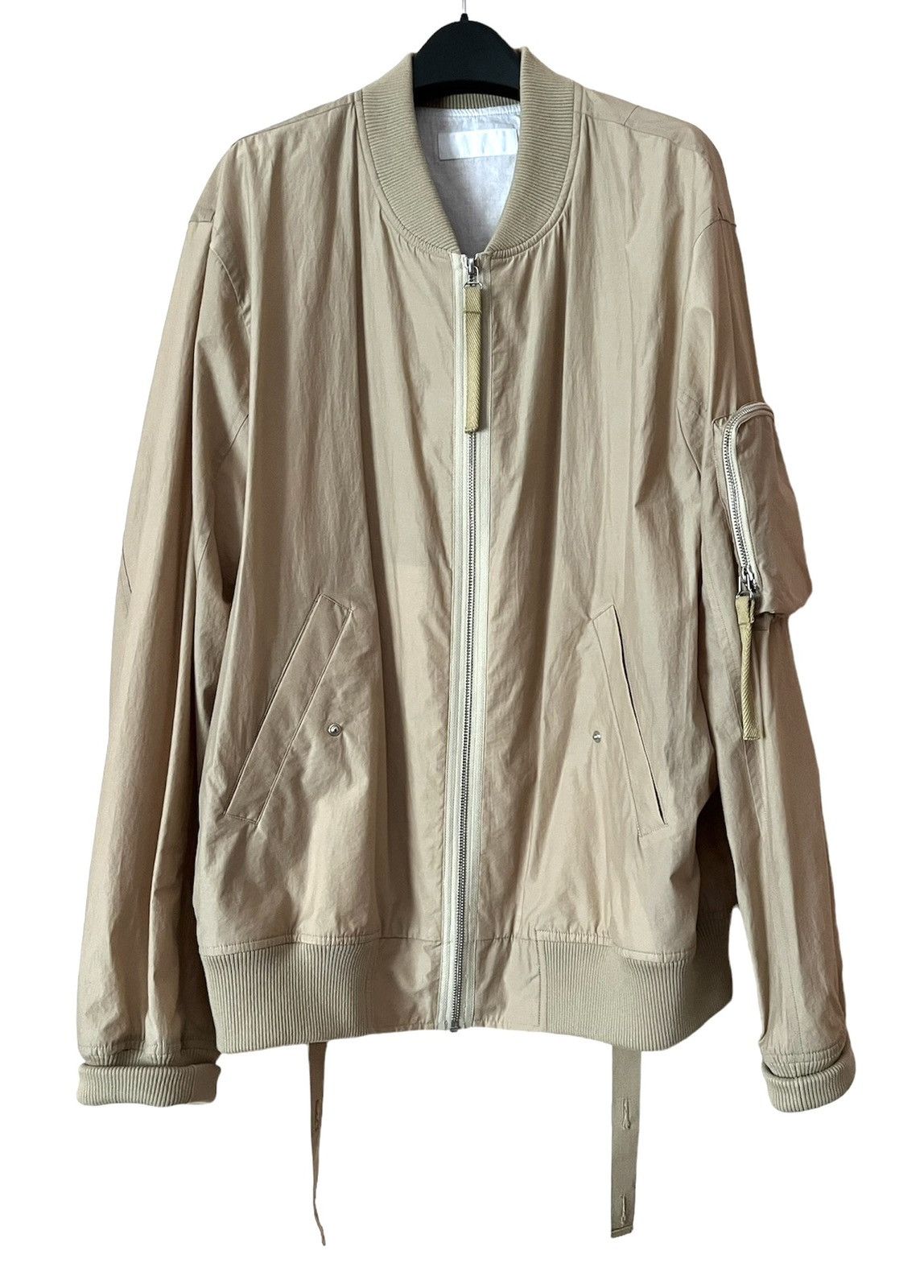 image of Helmut Lang Logo Bomber in Beige, Men's (Size 2XL)