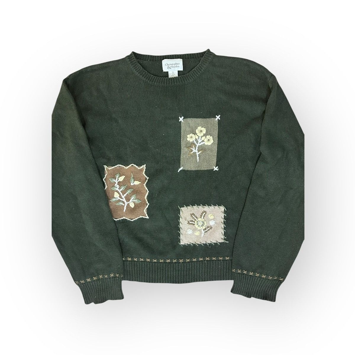Other Christopher & Banks Floral Patchwork Sweater Size XL / US 12-14 / IT 48-50 - 1 Thumbnail