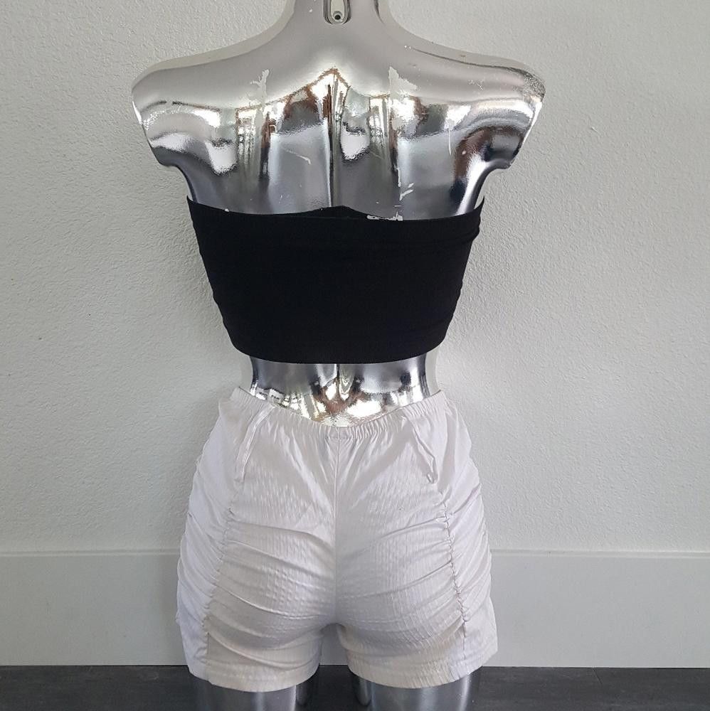 Designer White Ruched Brazilian Lime Short Size 30" / US 8 / IT 44 - 2 Thumbnail