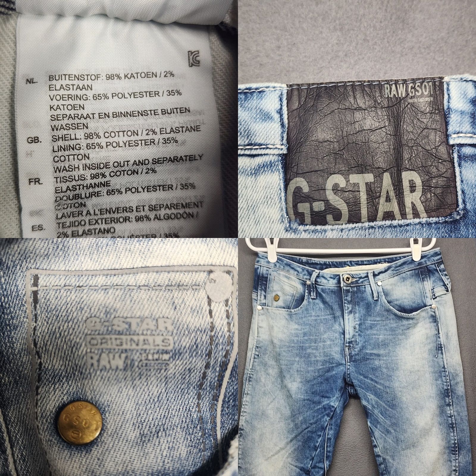 G-Star G Star Raw ARC Juke 3D Tapered Jeans Womens 30x34 Light Wash Size 30" / US 8 / IT 44 - 9 Thumbnail