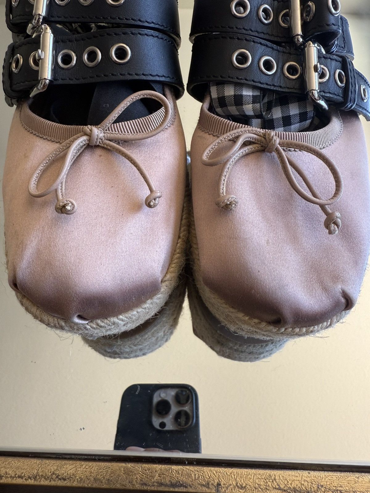 Miu Miu Miu Miu Pink Satin Platform Ballerina Espadrilles Size US 8 / IT 38 - 9 Thumbnail