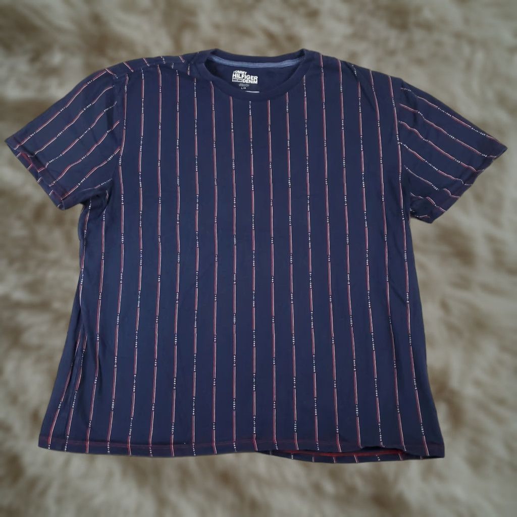 Tommy Hilfiger Tommy Hilfiger T Shirt Mens Size Large Blue Striped Short Sleeve Crew Neck Casual Hip Classic American Logo Pockets Mens Size US L / EU 52-54 / 3 - 1 Thumbnail