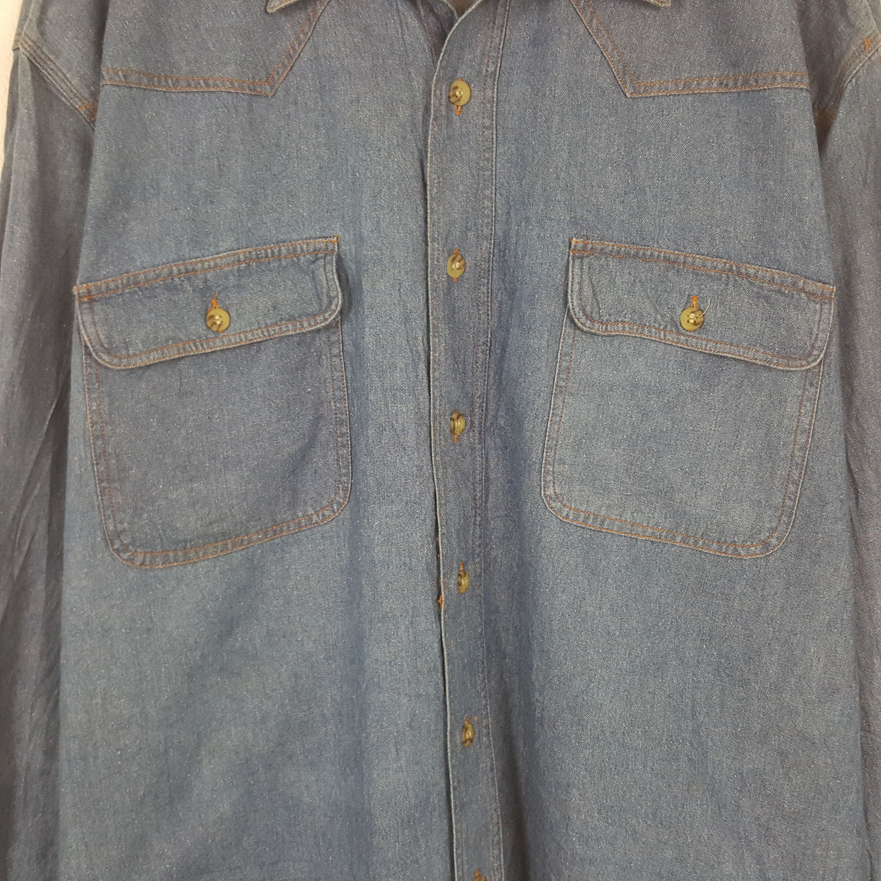 Stone Island Vintage Stone Island Garment Denim Button Up Shirt Size US M / EU 48-50 / 2 - 2 Thumbnail