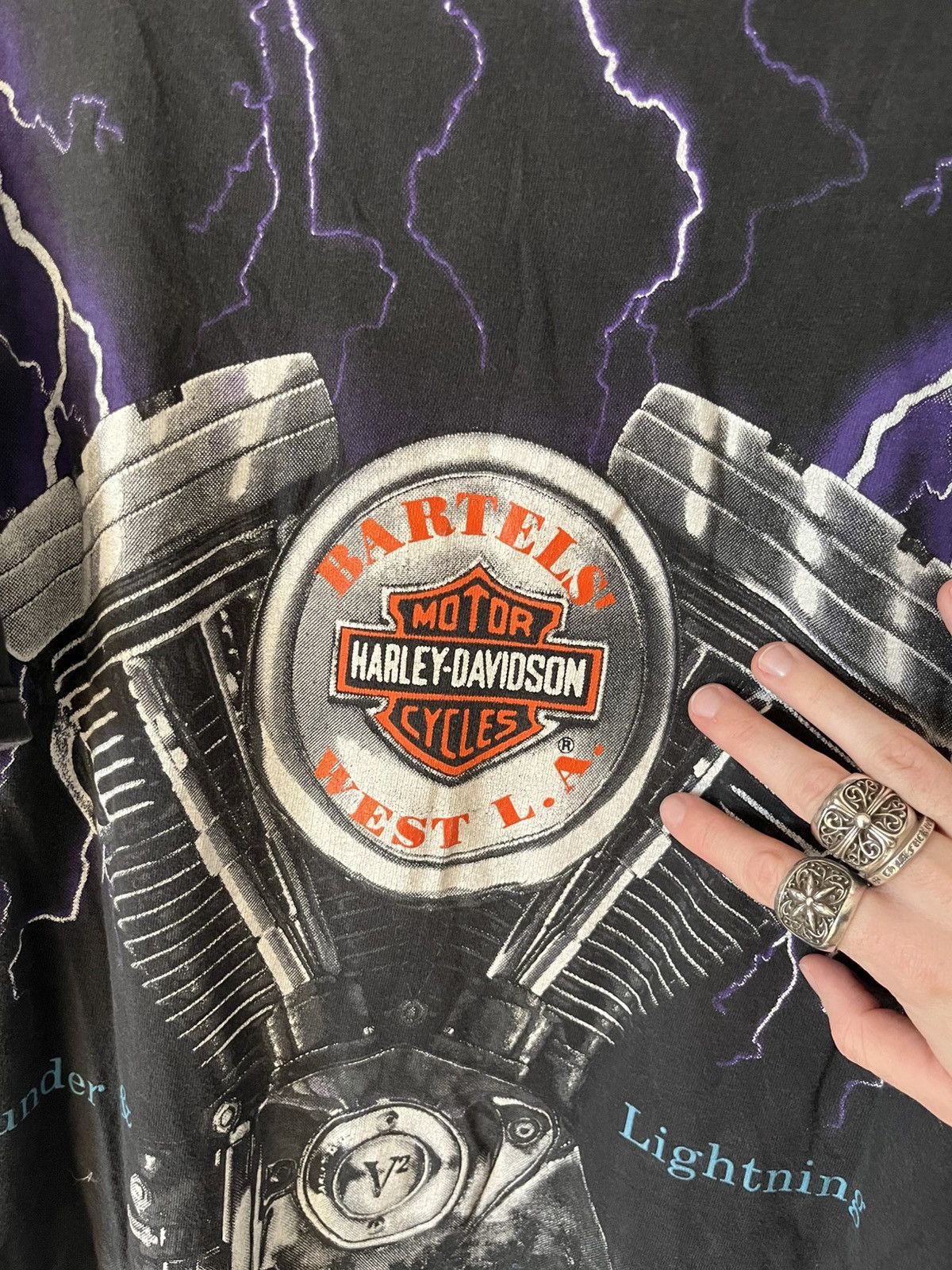 Harley Davidson Harley thunder and lightning Davidson purple vintage tshirt Size US XL / EU 56 / 4 - 8 Thumbnail