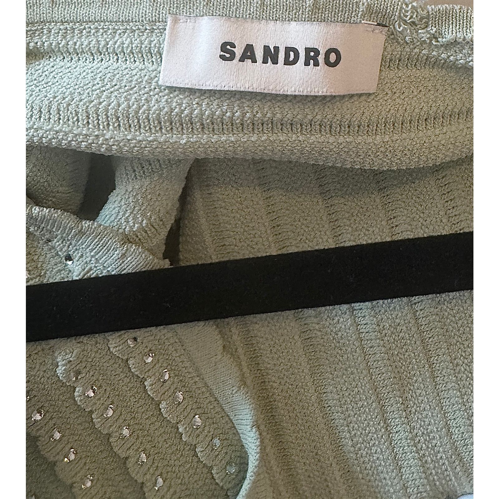 Sandro Sandro NWT Rhinestone Knit Crop Top Size XS / US 0-2 / IT 36-38 - 3 Thumbnail