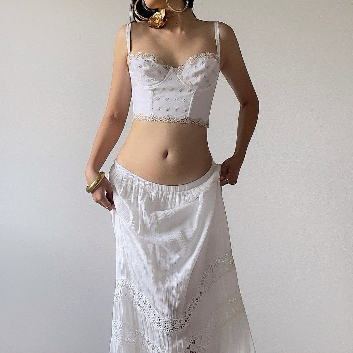Victoria's Secret Victoria’s Secret 1990s White Cotton Bustier (34B/32C) Size S / US 4 / IT 40 - 1 Thumbnail