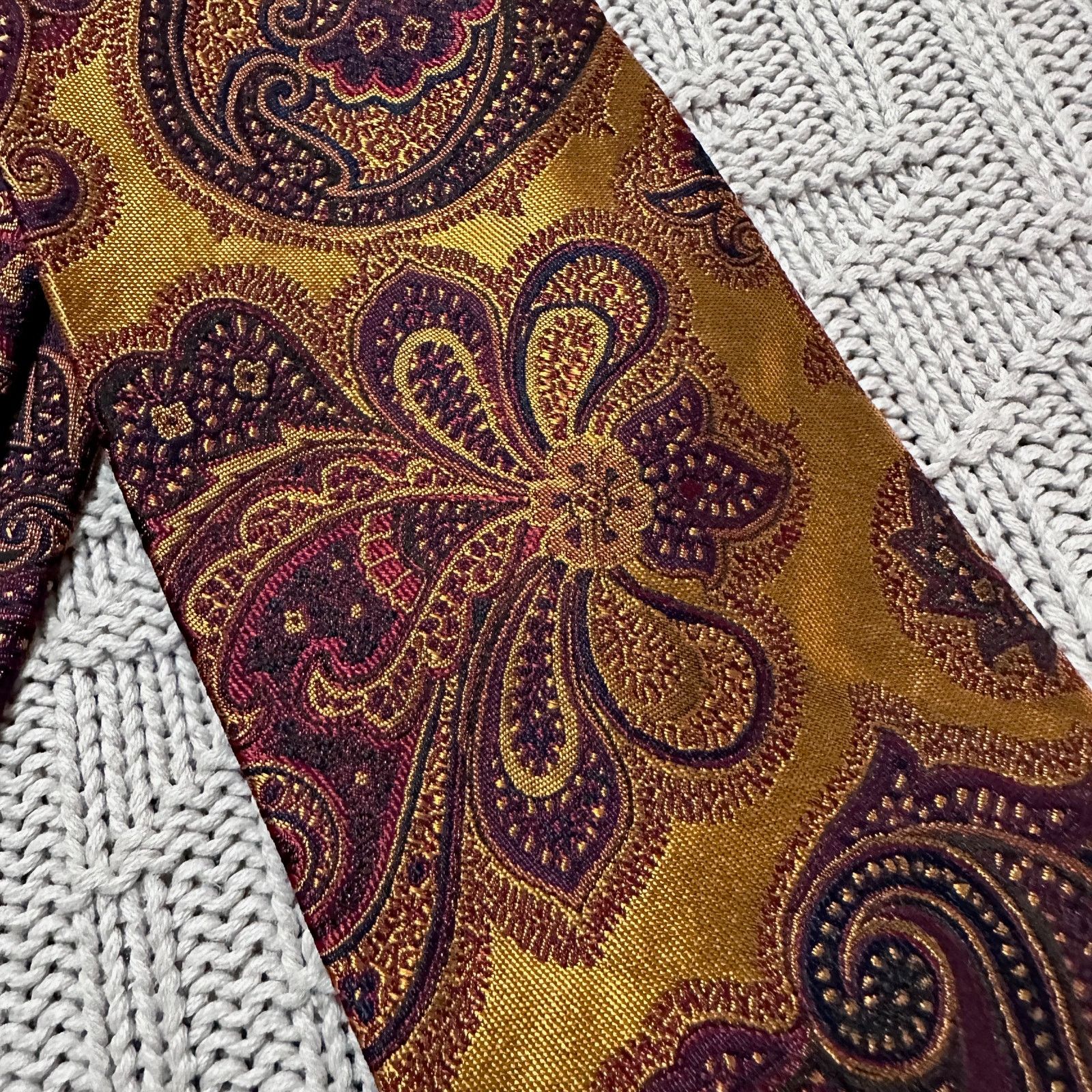 Paul Fredrick Paul Fredrick bronze metallic paisley silk tie Size ONE SIZE - 2 Thumbnail