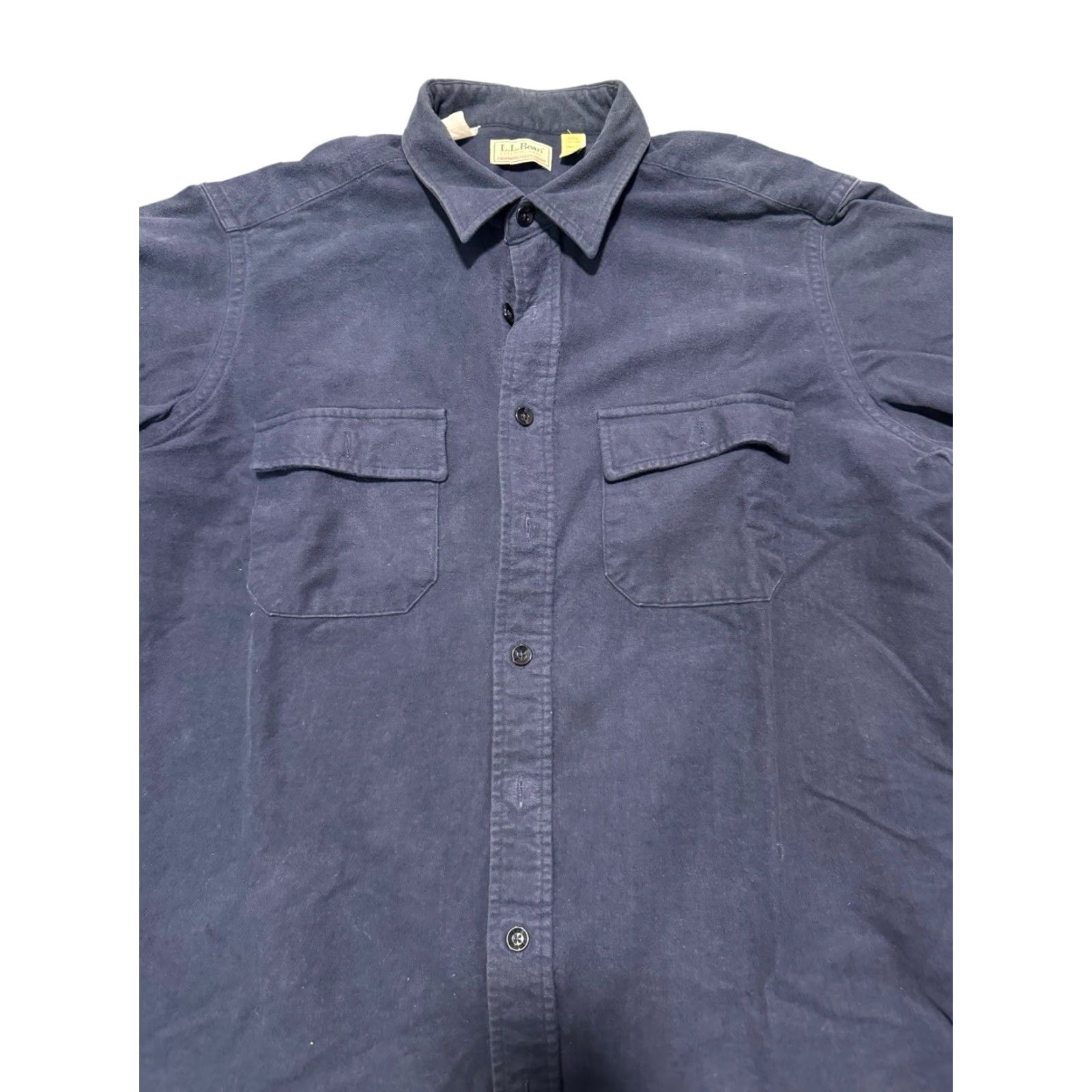 Vintage VINTAGE L.L. Bean Chamois Cloth Shirt Mens 17 Tall XL Navy Blue Made in USA 90s Size XXL / US 16-18 / IT 52-54 - 3 Thumbnail