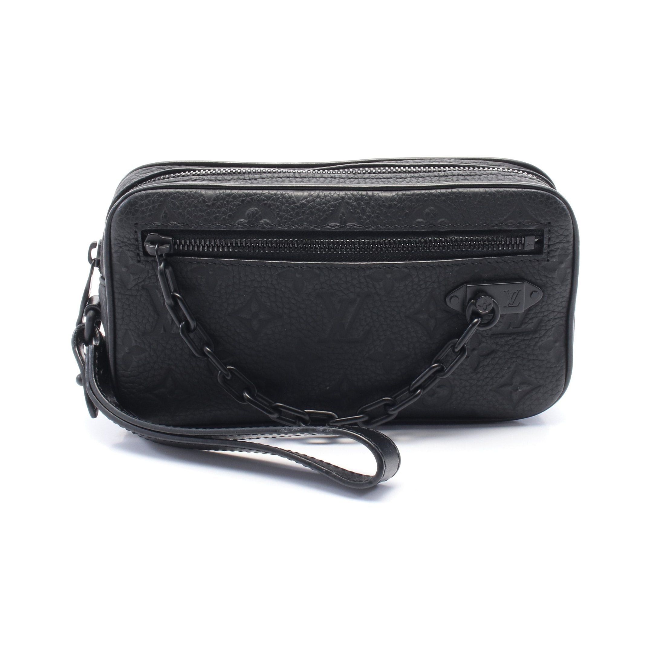 Louis Vuitton Louis Vuitton Pochette Volga Monogram Taurillon Clutch Bag Second Leather Black Size ONE SIZE - 1 Thumbnail