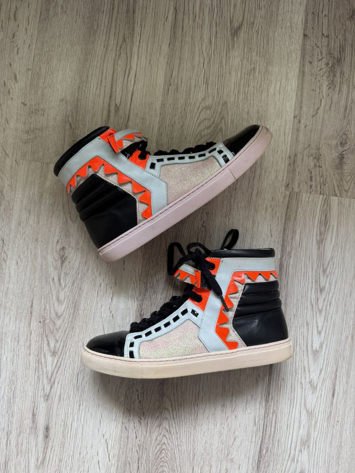 Sophia Webster Sophia Webster Fantasy Wing High Top Sneakers Neon Glitter Size US 9 / IT 39 - 1 Thumbnail