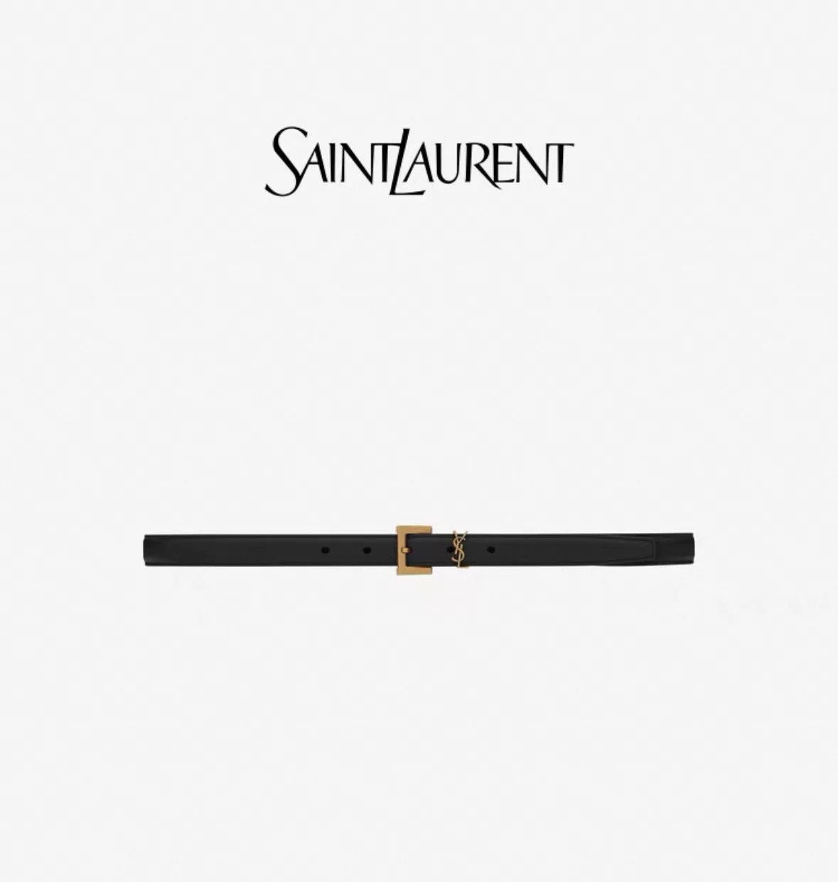 Yves Saint Laurent saint laurent black belt with gold buckle Size ONE SIZE - 1 Thumbnail