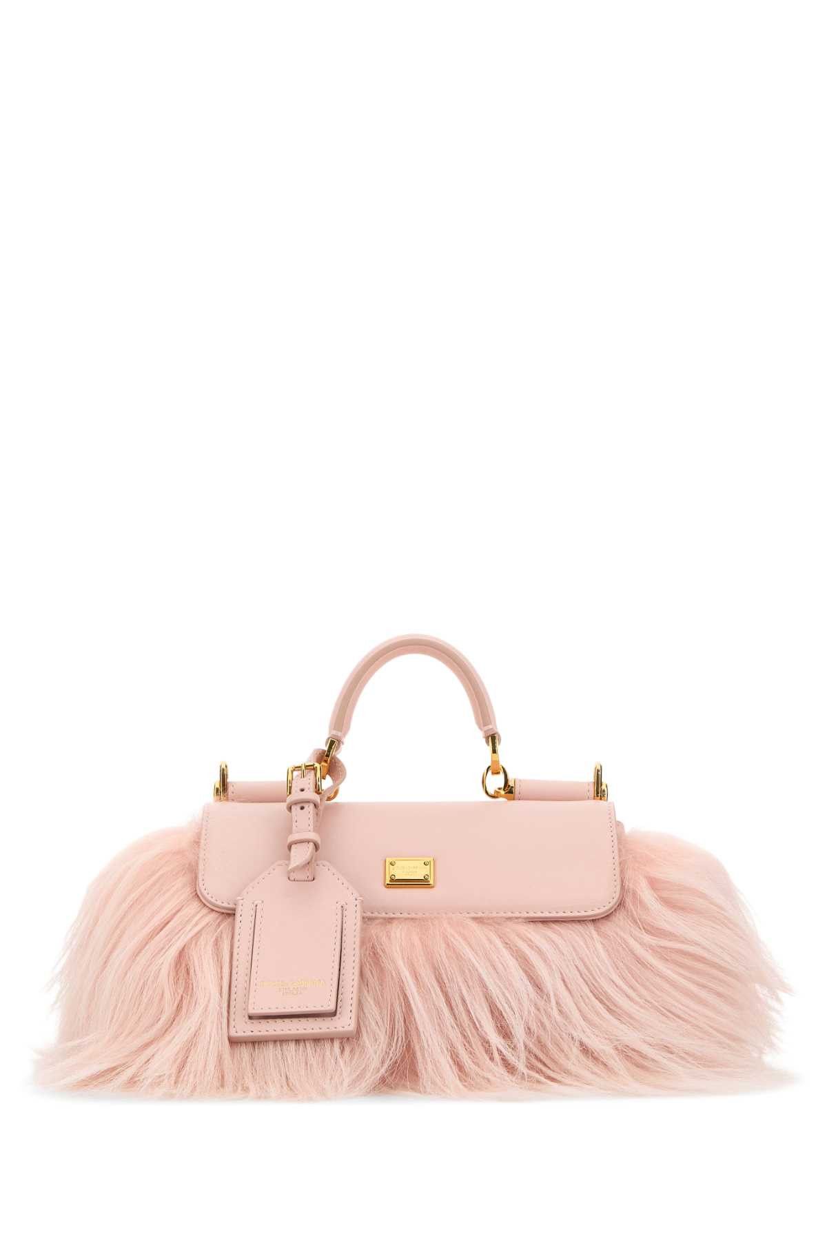 Dolce & Gabbana Pink Shearling Mini My Sicily Handbag Size ONE SIZE - 1 Thumbnail