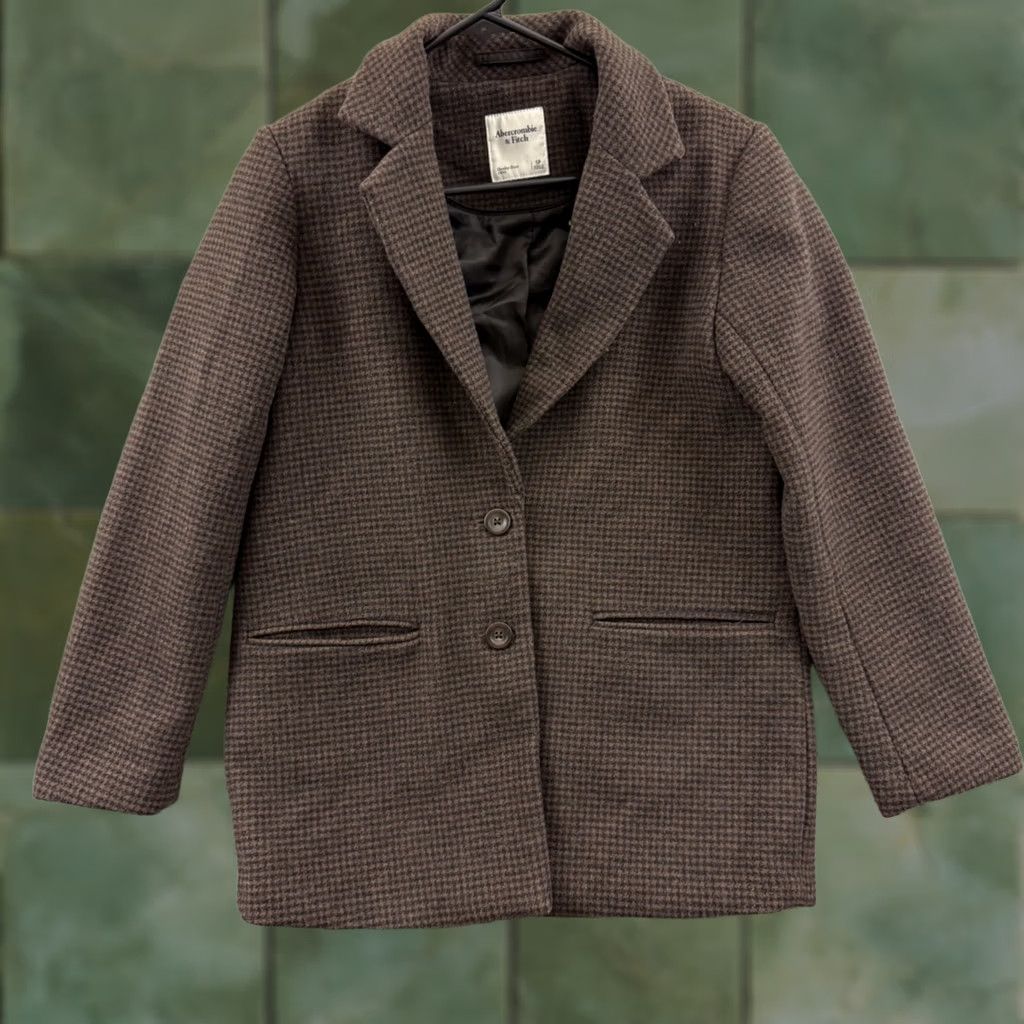 Abercrombie & Fitch VINTAGE Abercrombie & Fitch Coat Womens SP Brown Wool Houndstooth Blazer Jacket Preppy Size S / US 4 / IT 40 - 1 Thumbnail