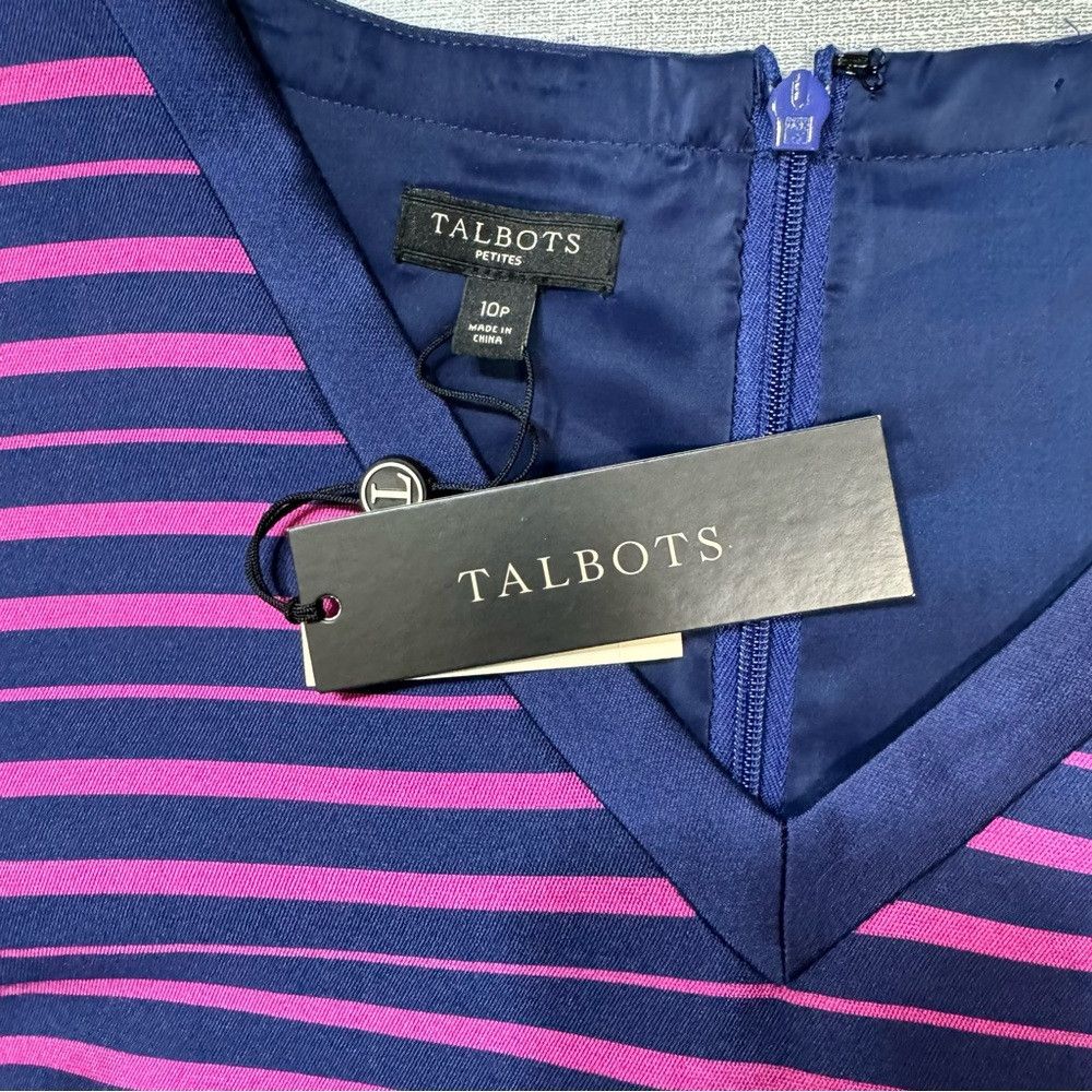 Talbots NWT New $199 Talbots Silk Blend V-Neck Stripe Dress Size 10 Size L / US 10 / IT 46 - 6 Thumbnail