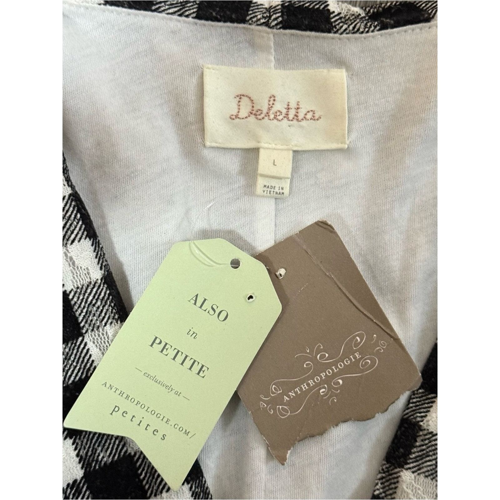 Anthropologie Deletta Anthro Delphine Gingham Top Size Large NWT Size L / US 10 / IT 46 - 6 Thumbnail