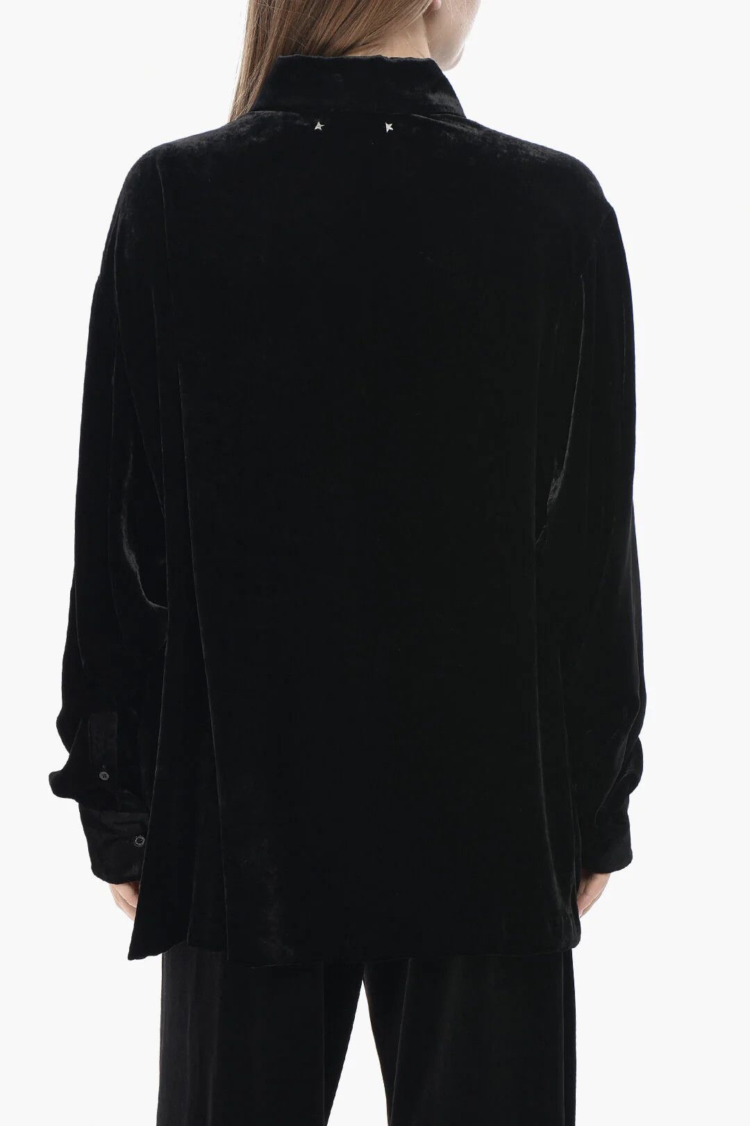 Golden Goose og1mm0426 Velour Blouse in Black Size L / US 10 / IT 46 - 2 Thumbnail