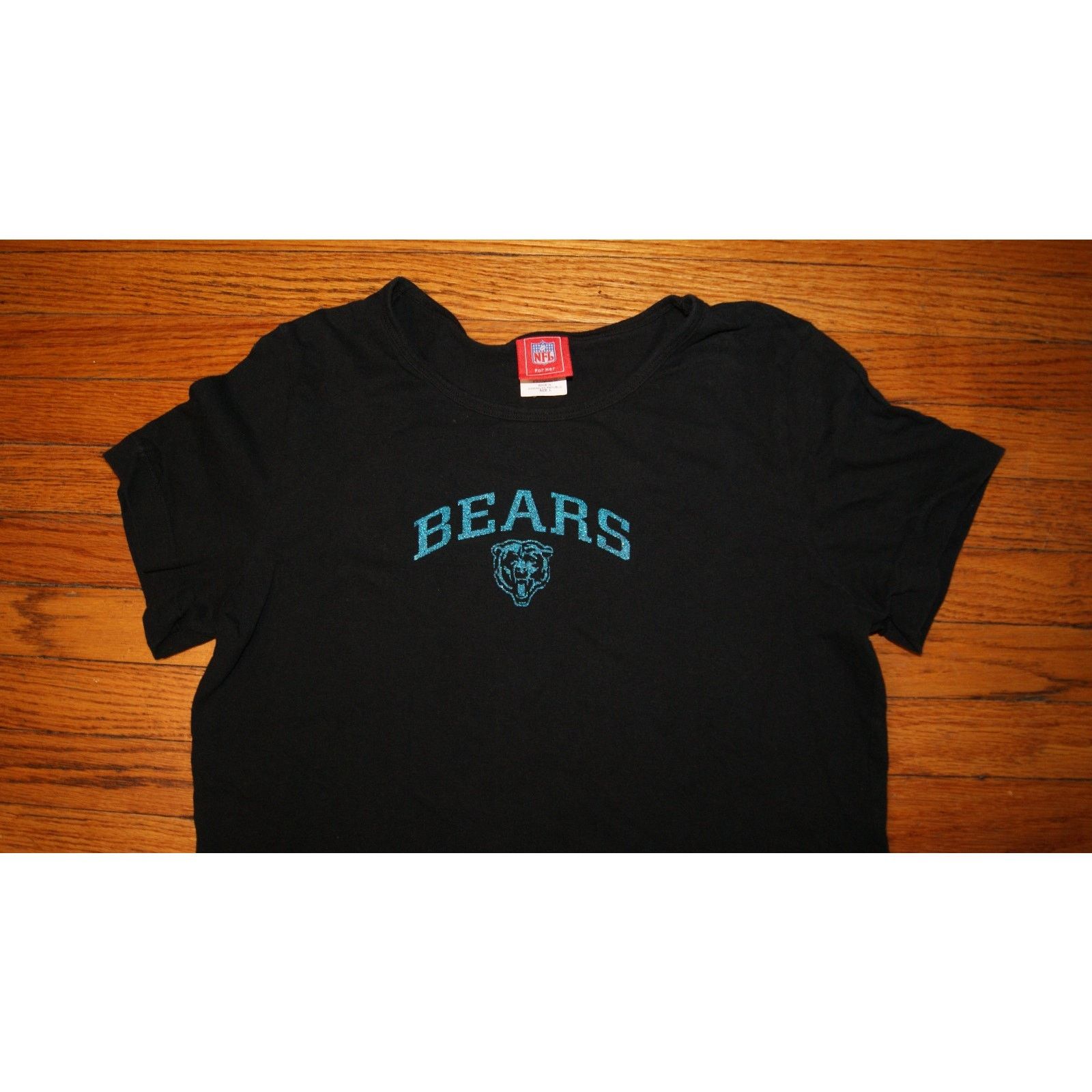NFL Chicago Bears NFL For Her L TShirt Blue Glitter Spell Out Size L / US 10 / IT 46 - 1 Thumbnail