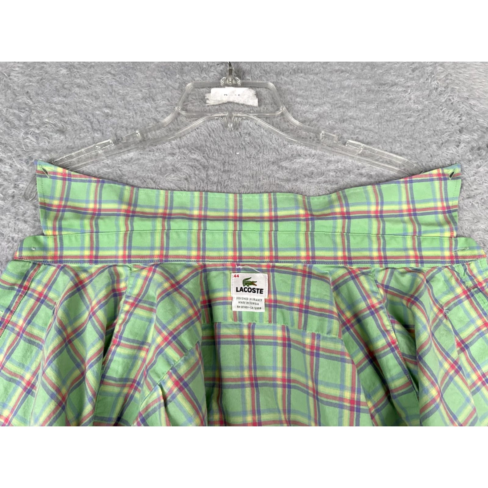 Lacoste Lacoste Shirt Mens 44 Green Plaid Button Up Long Sleeve Cotton Knit Pocket Croc Size US XXL / EU 58 / 5 - 2 Thumbnail