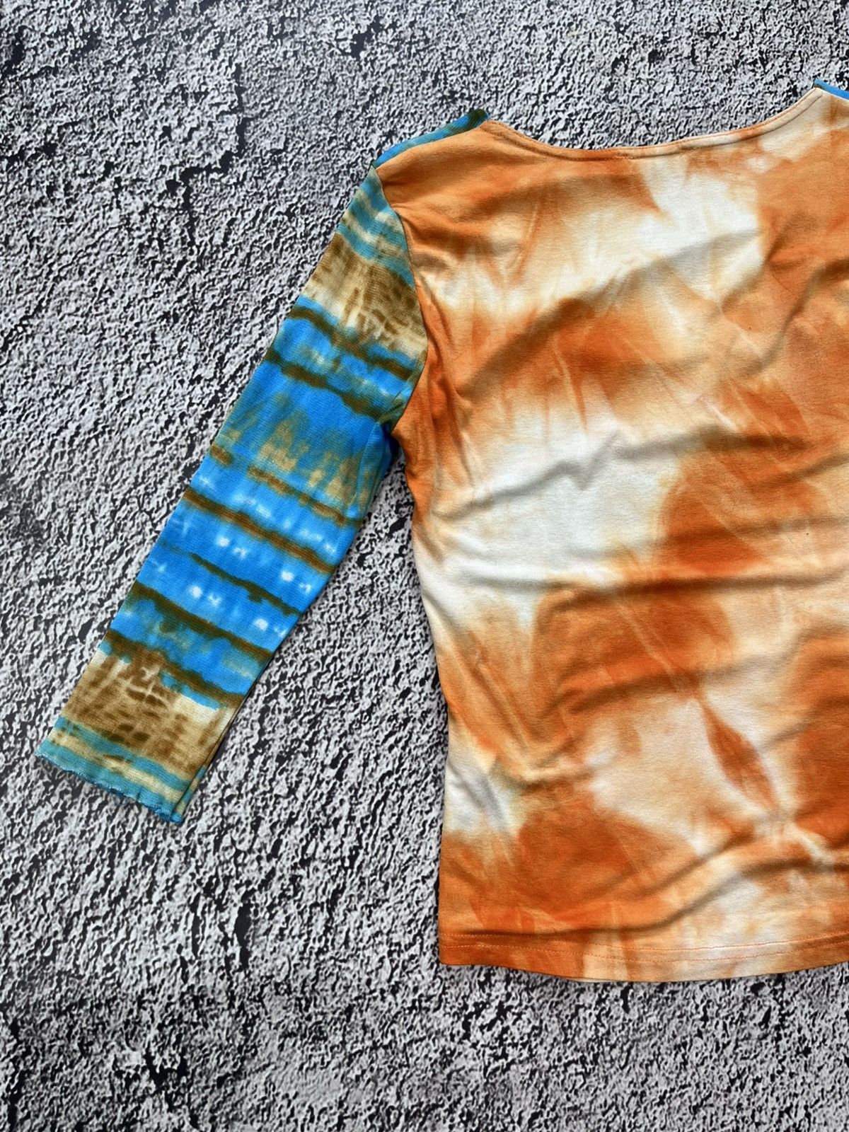 Japanese Brand Vintage 90s abstract mesh sleeve printed 3/4 top size M Size M / US 6-8 / IT 42-44 - 8 Thumbnail