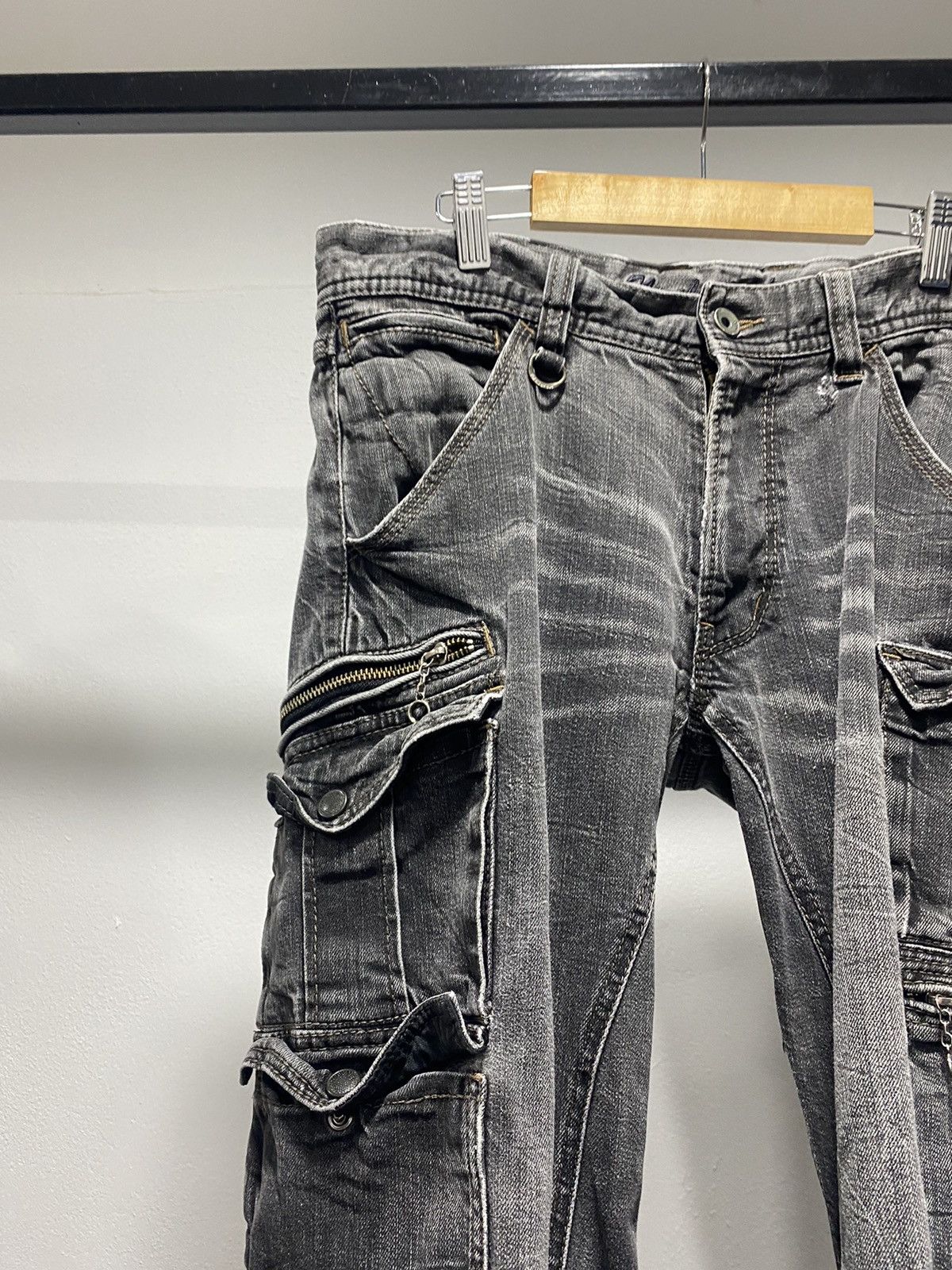 Hysteric Glamour Nicole Washed Black Cargo Denim Pants Lgb Punk Size US 34 / EU 50 - 7 Thumbnail