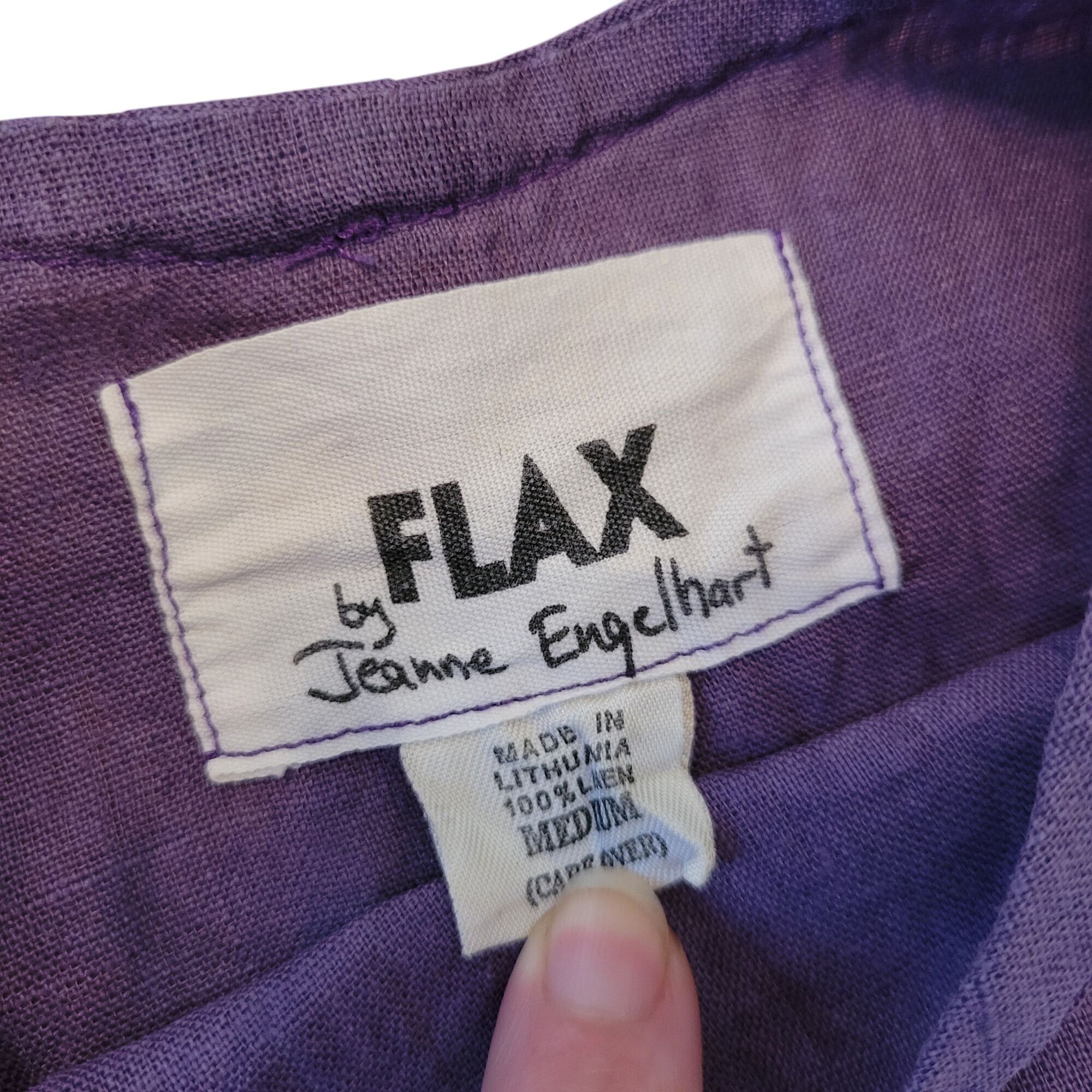 FLAX Flax Jeanne Engelhart Purple Linen Short Sleeve Top M Lagenl Size M / US 6-8 / IT 42-44 - 3 Thumbnail