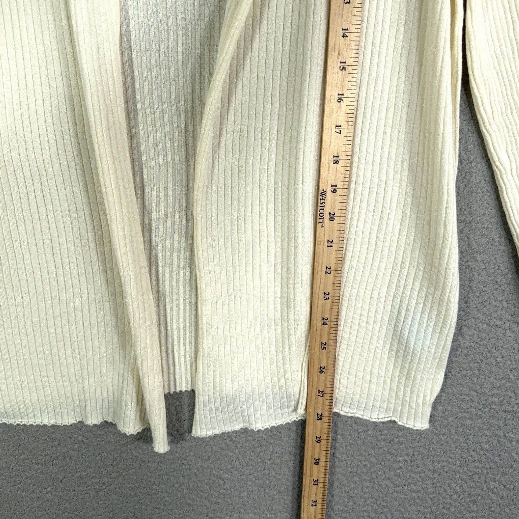 J.McLaughlin J. McLaughlin Cardigan Womens Large Ivory Knit Lightweight Open Rib Modal Cotton Knit Sweater) Size L / US 10 / IT 46 - 7 Thumbnail