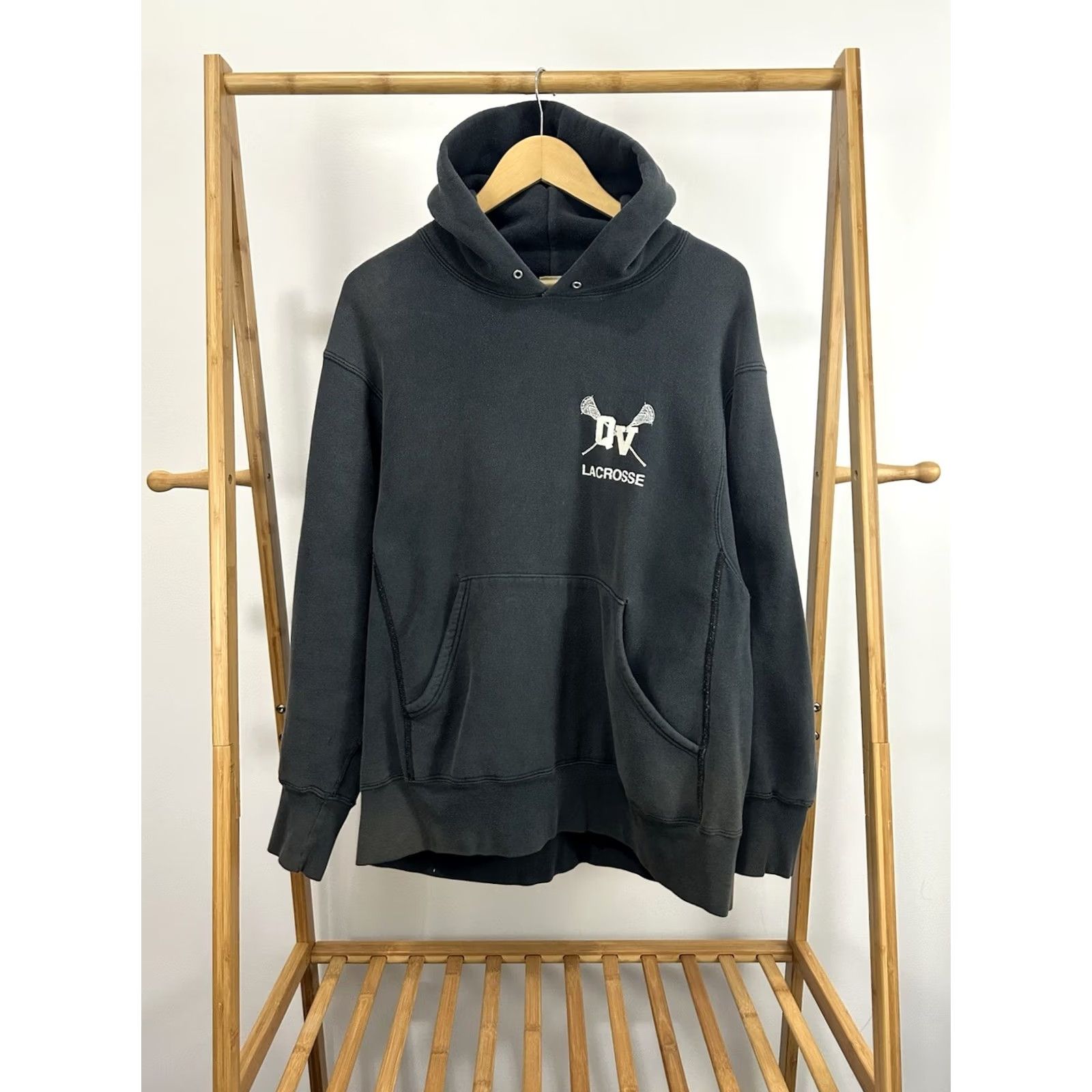 Lee VTG 90s Lacrosse Crosse Stick Faded Worn Thick Reverse Weave Hoodie XL Mens Black Pullover LTD Logo? Size US XL / EU 56 / 4 - 2 Thumbnail