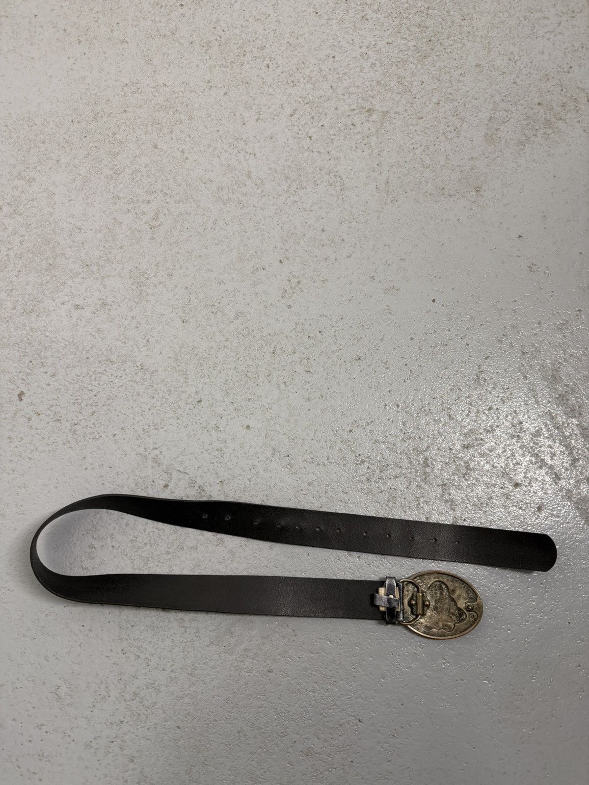 John Varvatos Vintage 00s John Galliano Ashed Leather Sun Buckle Belt Size ONE SIZE - 6 Thumbnail